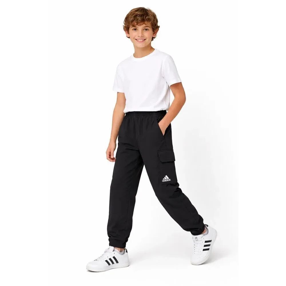 Adidas Boys Youth Black Cargo Jogger Pants Nylon Athletic Track Pants Size S 8